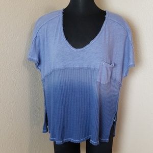 Free People Blue Short Sleeve Top